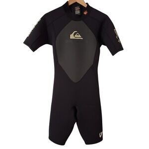 Quiksilver Mens MS 25 Short Sleeve Springsuit Wetsuit Black Grey Neoprene